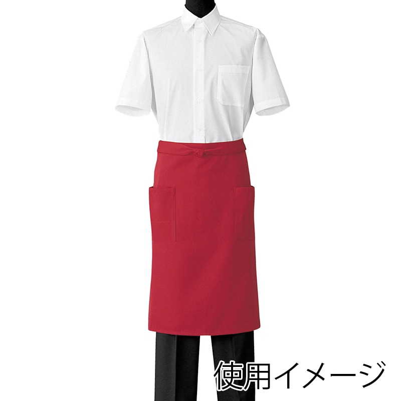 セブンユニフォーム ミドルエプロン　男女兼用 フリーサイズ　レッド CT2522-2　1枚（ご注文単位1枚）【直送品】