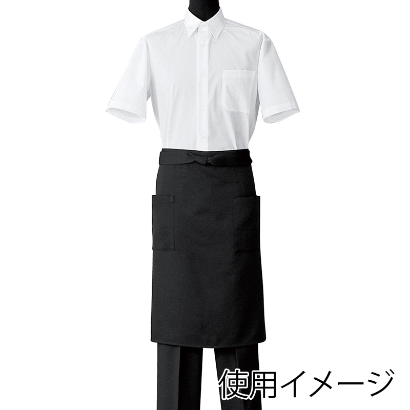 セブンユニフォーム ミドルエプロン　男女兼用 フリーサイズ　ブラック CT2522-9　1枚（ご注文単位1枚）【直送品】
