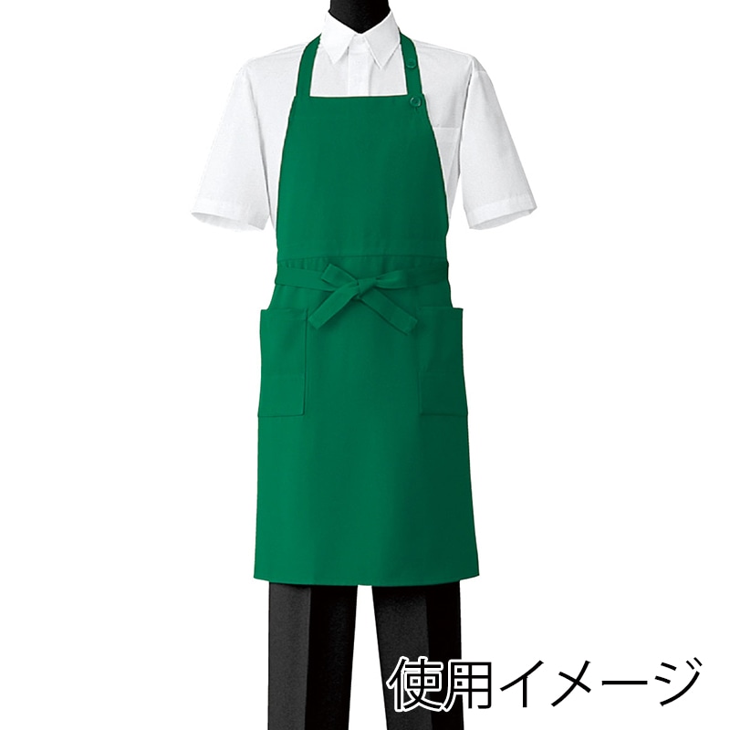 セブンユニフォーム 胸当エプロン　男女兼用 フリーサイズ　グリーン CT2534-4　1枚（ご注文単位1枚）【直送品】