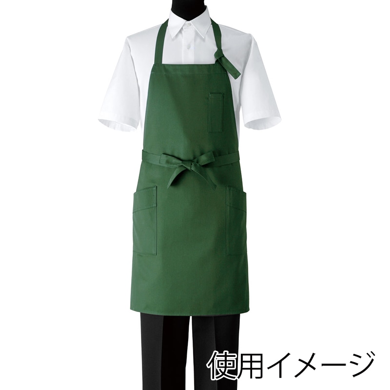 セブンユニフォーム 胸当エプロン　男女兼用 フリーサイズ　グリーン CT2556-4　1枚（ご注文単位1枚）【直送品】