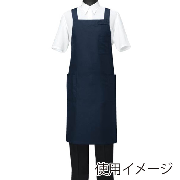 セブンユニフォーム 胸当てエプロン　男女兼用 M　ネイビー CT2566-1　1枚（ご注文単位1枚）【直送品】