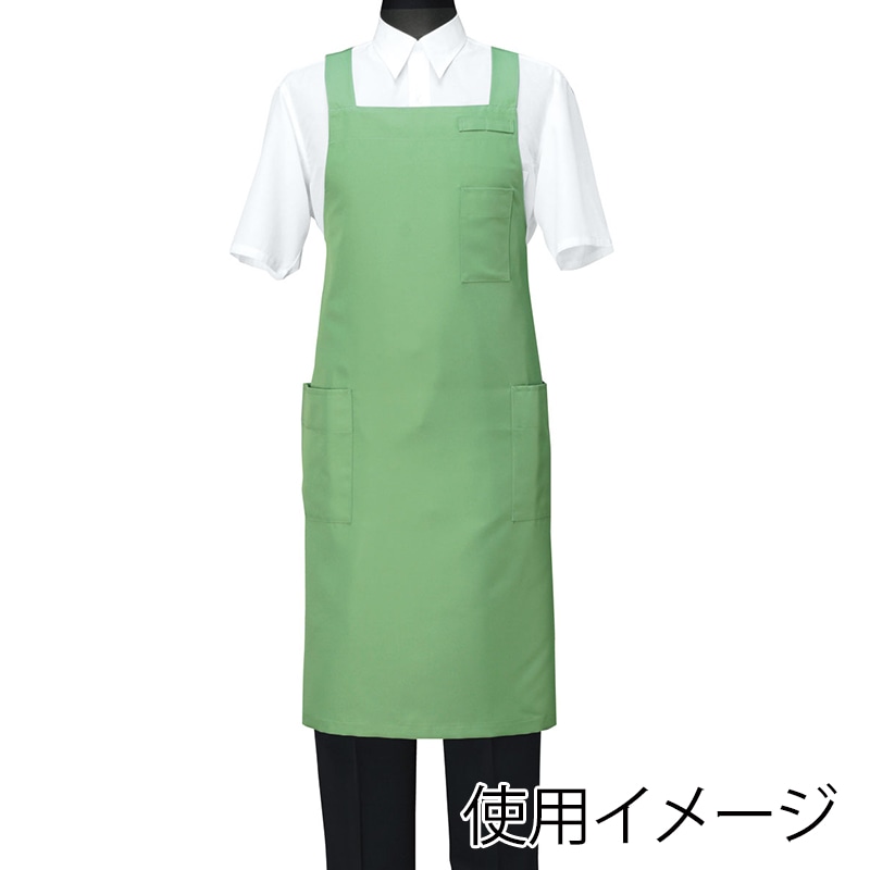 セブンユニフォーム 胸当てエプロン　男女兼用 M　グリーン CT2566-4　1枚（ご注文単位1枚）【直送品】