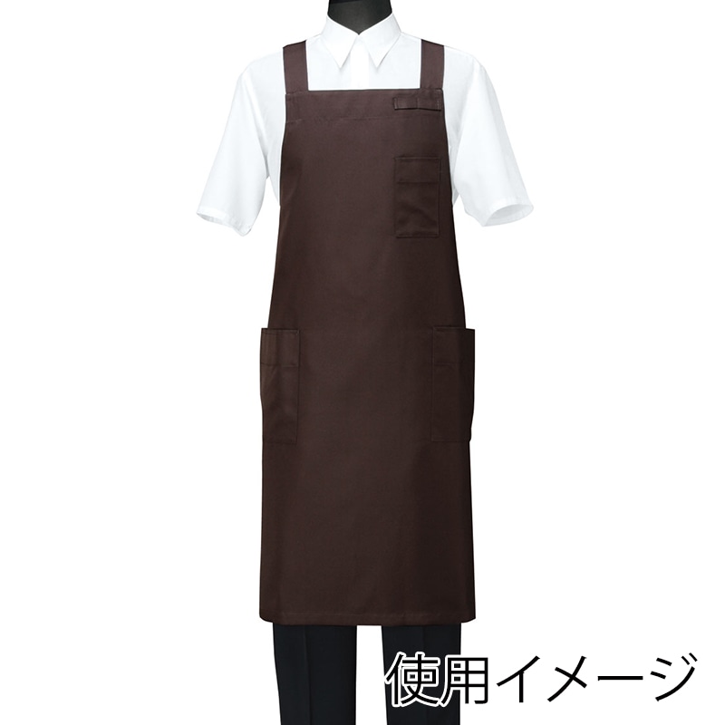 セブンユニフォーム 胸当てエプロン　男女兼用 M　ブラウン CT2566-6　1枚（ご注文単位1枚）【直送品】