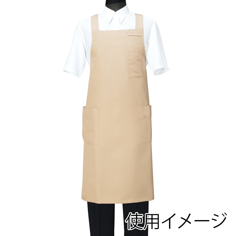 セブンユニフォーム 胸当てエプロン　男女兼用 M　ベージュ CT2566-7　1枚（ご注文単位1枚）【直送品】