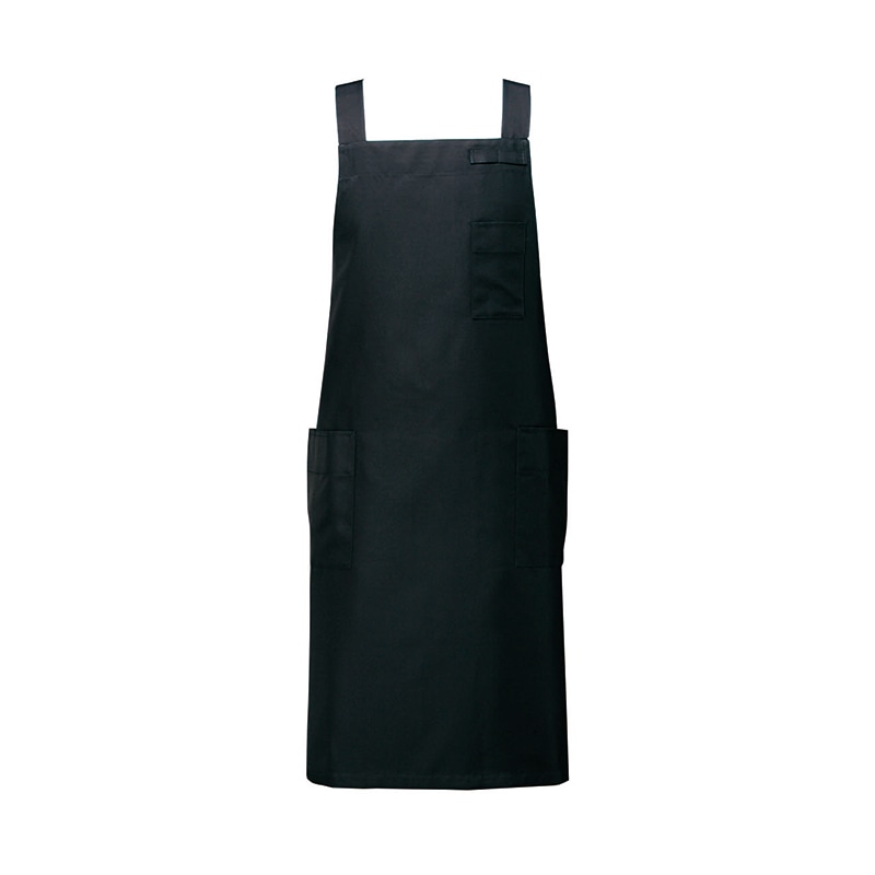 セブンユニフォーム 胸当てエプロン　男女兼用 L　ブラック CT2566-9　1枚（ご注文単位1枚）【直送品】