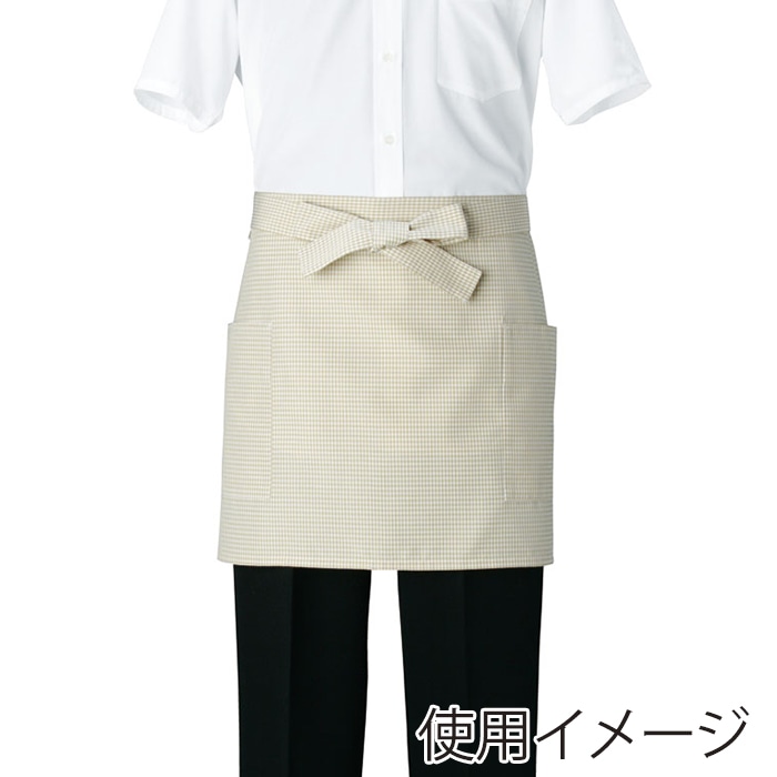 セブンユニフォーム ショートエプロン 男女兼用 フリーサイズ ホワイト×キャメル CT2573-5 1枚(ご注文単位1枚)【直送品】