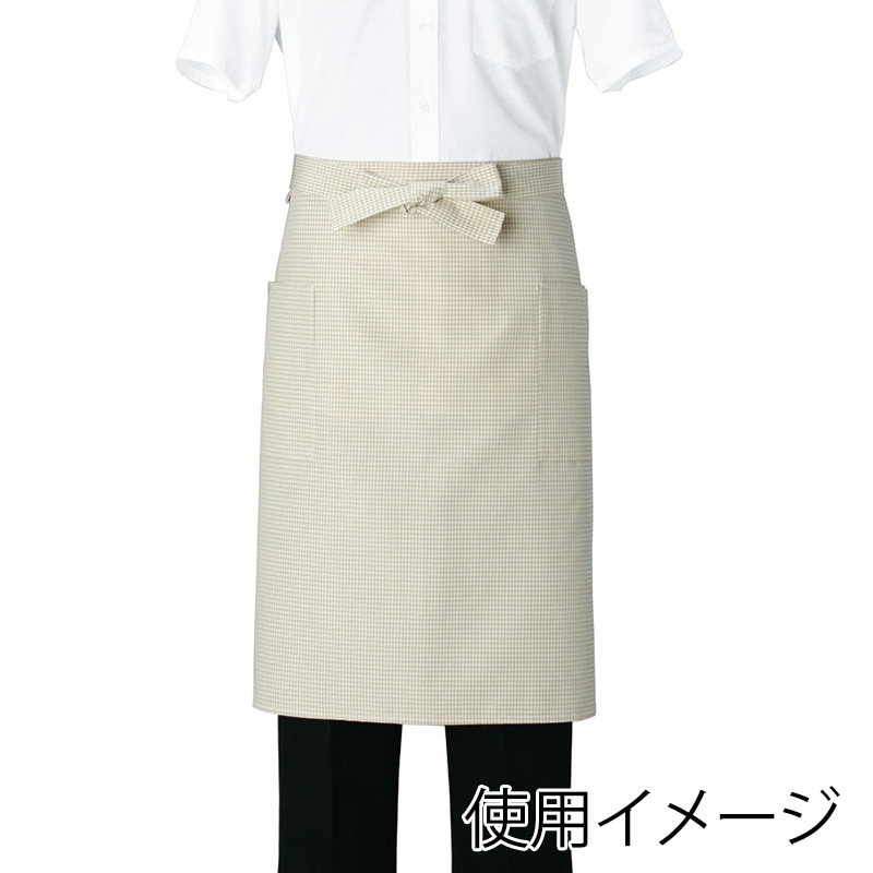 セブンユニフォーム ミドルエプロン 男女兼用 フリーサイズ ホワイト×キャメル CT2574-5 1枚(ご注文単位1枚)【直送品】