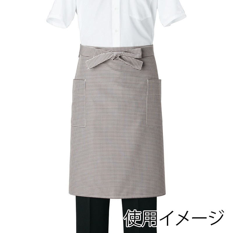 セブンユニフォーム ミドルエプロン 男女兼用 フリーサイズ ホワイト×ブラウン CT2574-6 1枚(ご注文単位1枚)【直送品】