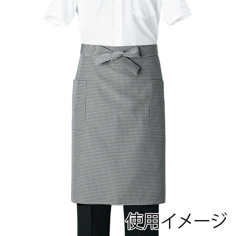 セブンユニフォーム ミドルエプロン 男女兼用 フリーサイズ ホワイト×ブラック CT2574-9 1枚(ご注文単位1枚)【直送品】