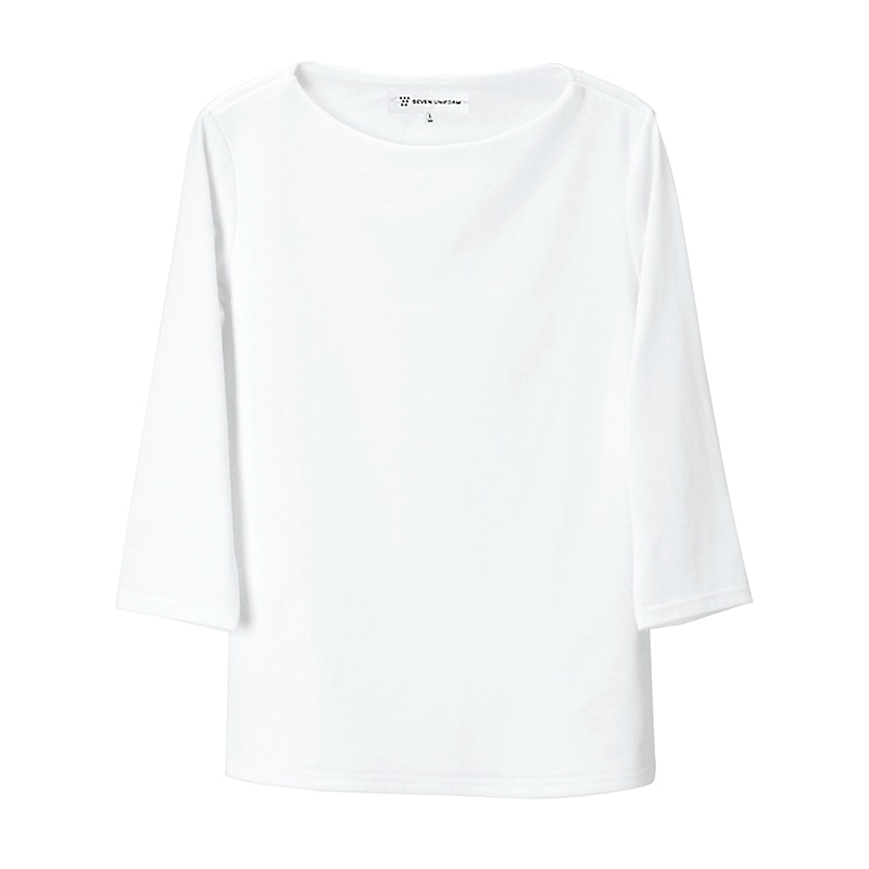 セブンユニフォーム ニットシャツ　女性用　7分袖 11号　ホワイト CU2597-0　1枚（ご注文単位1枚）【直送品】