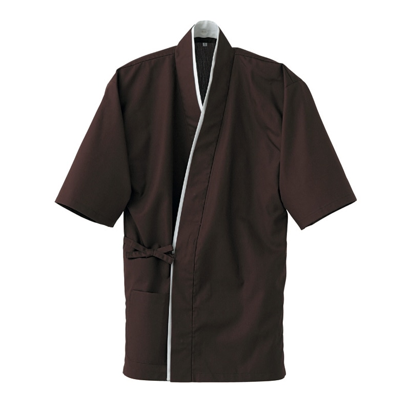 セブンユニフォーム 作務衣 上衣 男女兼用 S 茶 EA3061-7 1枚(ご注文単位1枚)【直送品】