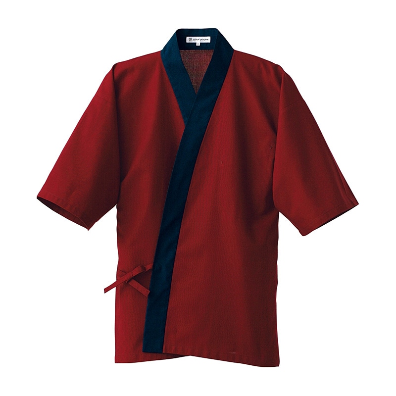 セブンユニフォーム ハッピーコート　男性用　5分袖 LL　すおう×濃紺 EC3100-2　1枚（ご注文単位1枚）【直送品】