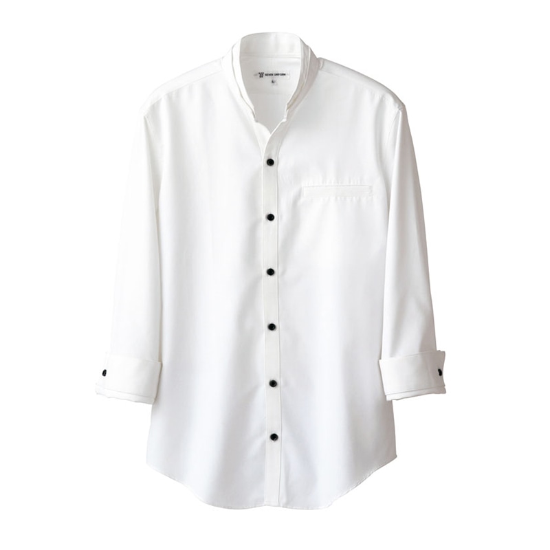 セブンユニフォーム スキッパースタンドカラーシャツ 女性用 7分袖 S ホワイト EH3319-0 1枚(ご注文単位1枚)【直送品】