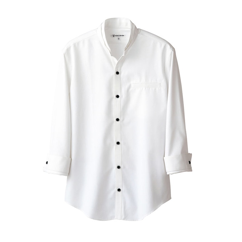 セブンユニフォーム スキッパースタンドカラーシャツ 男女兼用 7分袖 M ホワイト EH3319-0 1枚(ご注文単位1枚)【直送品】