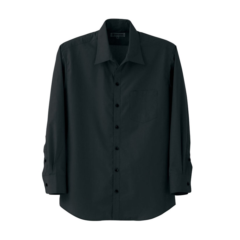 セブンユニフォーム スキッパーカラーシャツ　男性用　長袖 M　ブラック CH4414-9　1枚（ご注文単位1枚）【直送品】