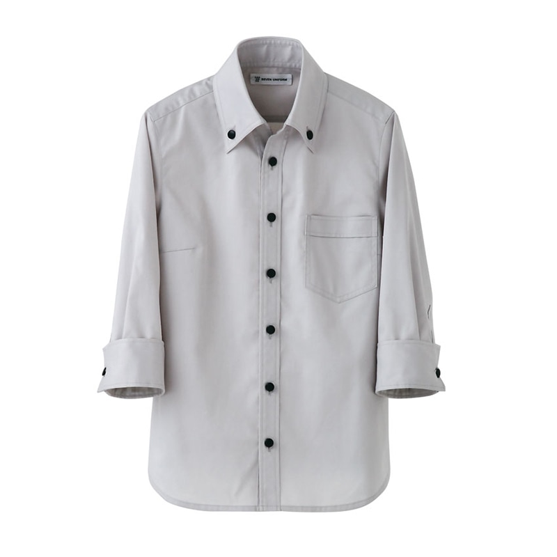 セブンユニフォーム スキッパーボタンダウンシャツ　女性用　7分袖 SS　グレー CH4420-8　1枚（ご注文単位1枚）【直送品】