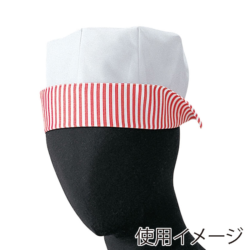 セブンユニフォーム ホワイティキャップ 男女兼用 後ゴム入 フリーサイズ ホワイト×レッド JW4680-2 1枚(ご注文単位1枚)【直送品】