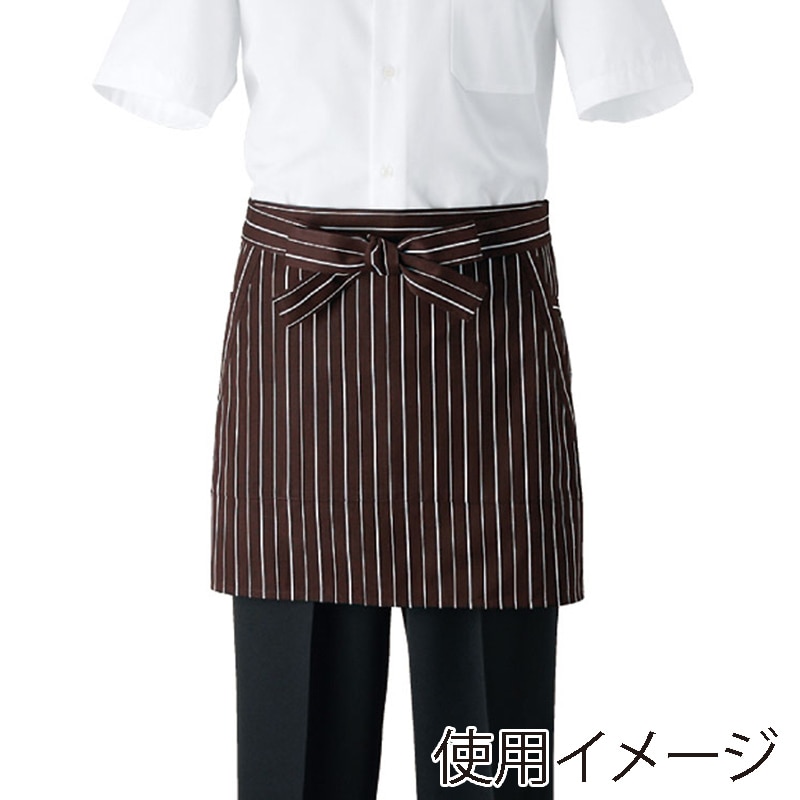 セブンユニフォーム ショートエプロン フリーサイズ ブラウン×ホワイト WT7813-6 1枚(ご注文単位1枚)【直送品】