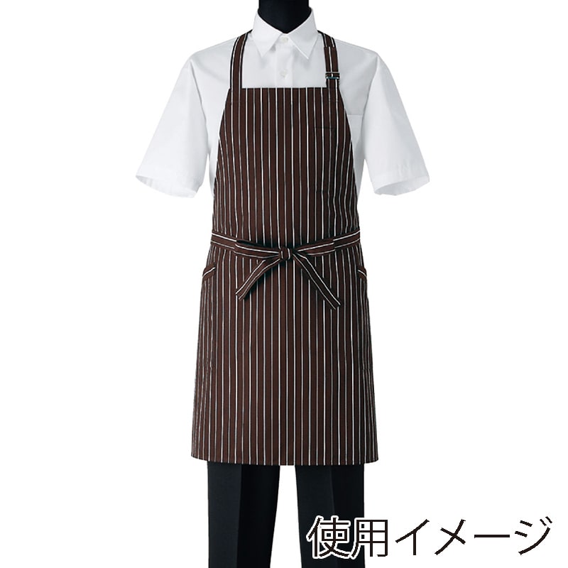 セブンユニフォーム 胸当てエプロン フリーサイズ ブラウン×ホワイト WT7815-6 1枚(ご注文単位1枚)【直送品】