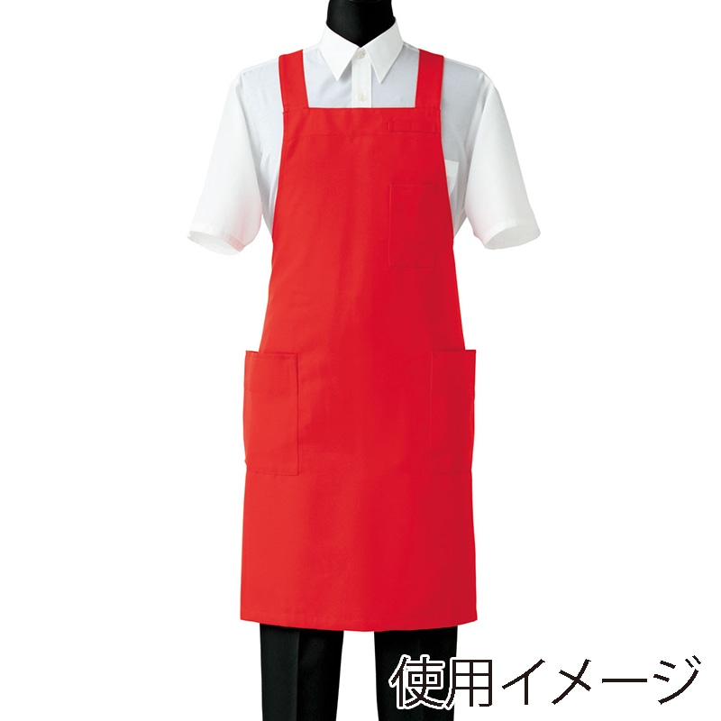 セブンユニフォーム 胸当てエプロン　男女兼用 M　レッド CT2566-0　1枚（ご注文単位1枚）【直送品】