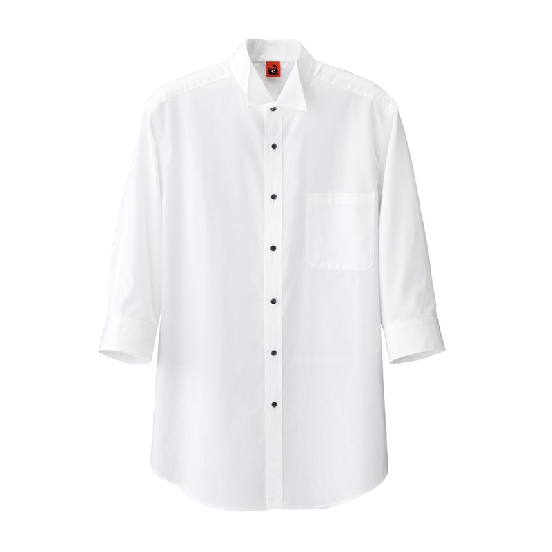 セブンユニフォーム 7分袖ウイングカラーシャツ 蝶タイループ付 男女兼用 3L ホワイト QH7353-0 1枚(ご注文単位1枚)【直送品】