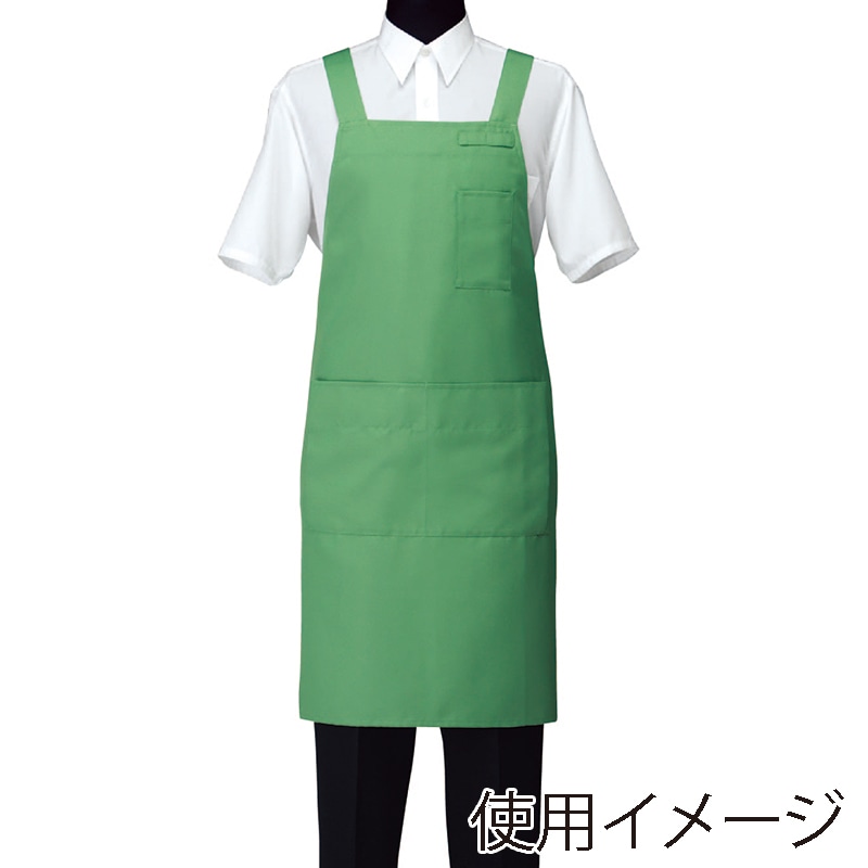 セブンユニフォーム 胸当エプロン　男女兼用 L　グリーン CT2577-4　1枚（ご注文単位1枚）【直送品】