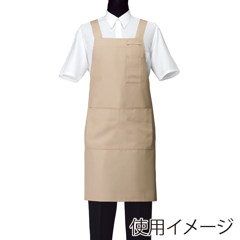 セブンユニフォーム 胸当エプロン　男女兼用 M　ベージュ CT2577-7　1枚（ご注文単位1枚）【直送品】