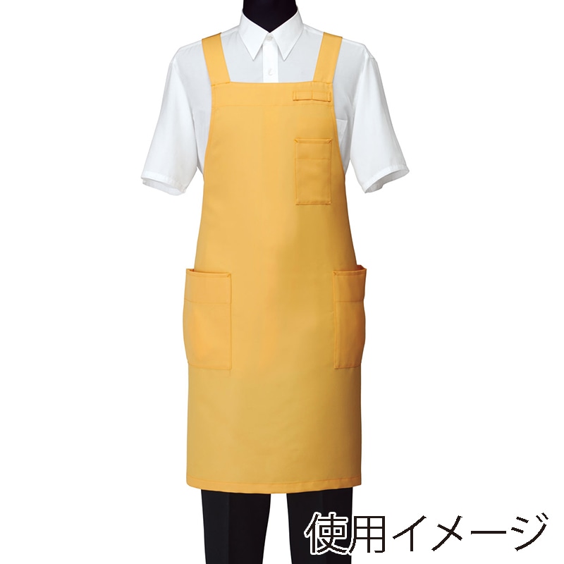 セブンユニフォーム 胸当てエプロン　男女兼用 L　イエロー CT2566-5　1枚（ご注文単位1枚）【直送品】