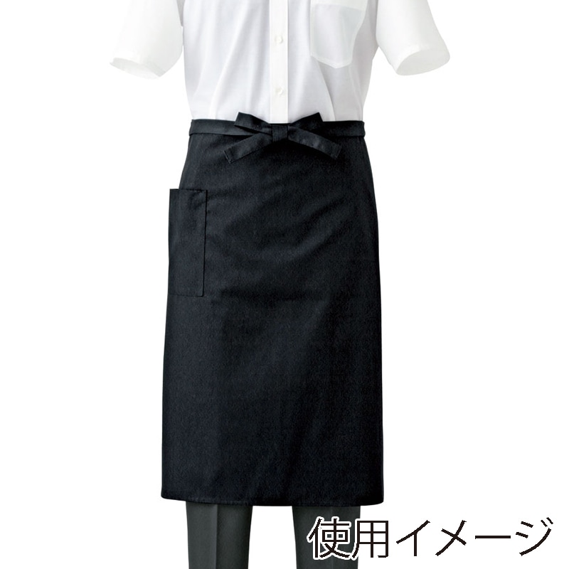 セブンユニフォーム ナノミドルエプロン 男女兼用 フリーサイズ ブラック CT2579-9 1枚(ご注文単位1枚)【直送品】