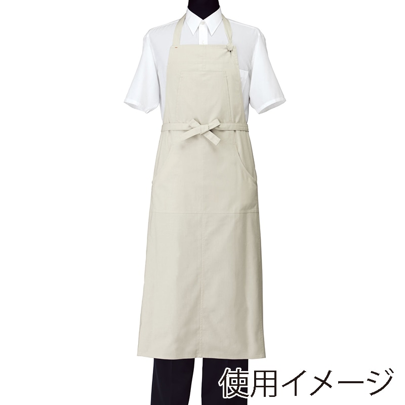 セブンユニフォーム 胸当エプロン　男女兼用 フリーサイズ　アイボリー CT2393-6　1枚（ご注文単位1枚）【直送品】