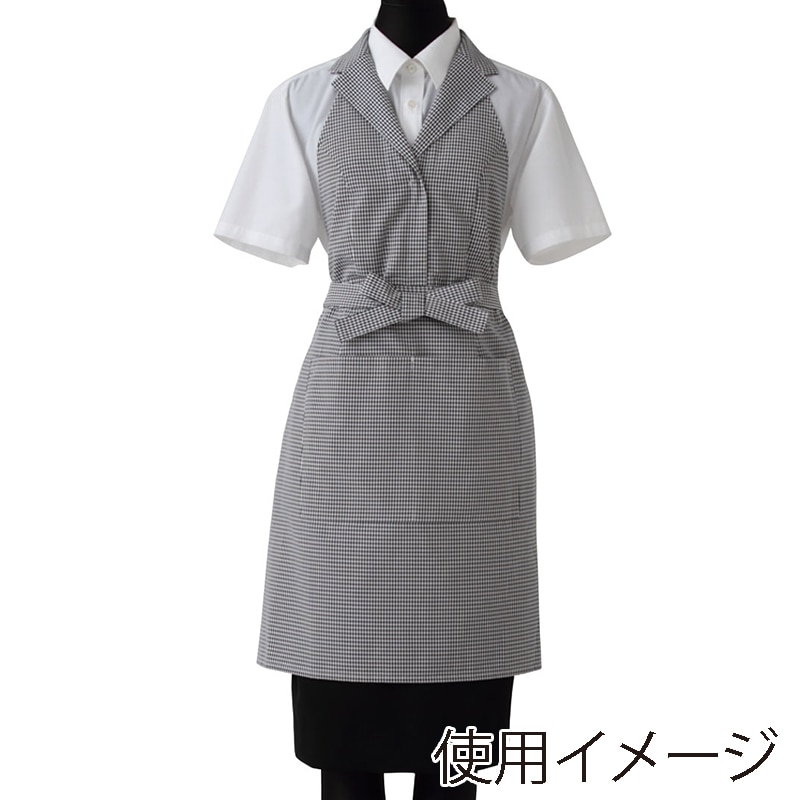 セブンユニフォーム テーラードカラーエプロンドレス　女性用 M　ホワイト×ブラック CS2344-9　1枚（ご注文単位1枚）【直送品】