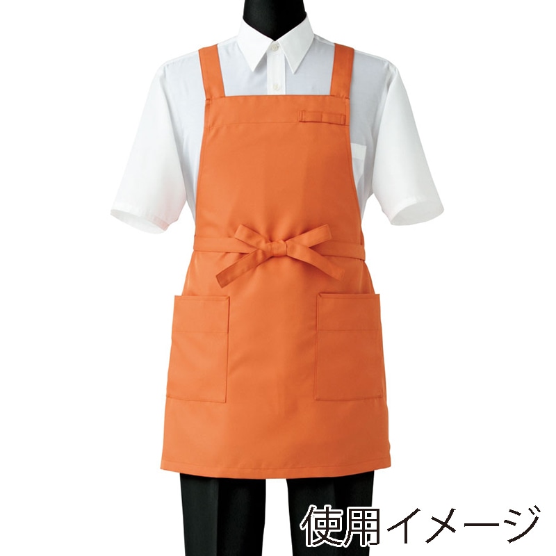 セブンユニフォーム 胸当エプロン 男女兼用 フリーサイズ オレンジ CT2398-3 1枚(ご注文単位1枚)【直送品】