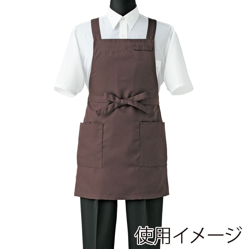 セブンユニフォーム 胸当エプロン 男女兼用 フリーサイズ ブラウン CT2398-6 1枚(ご注文単位1枚)【直送品】