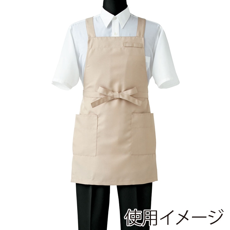 セブンユニフォーム 胸当エプロン 男女兼用 フリーサイズ ベージュ CT2398-7 1枚(ご注文単位1枚)【直送品】