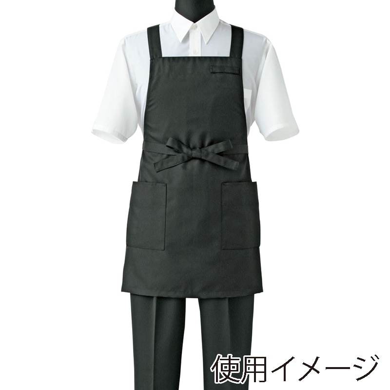 セブンユニフォーム 胸当エプロン 男女兼用 フリーサイズ ブラック CT2398-9 1枚(ご注文単位1枚)【直送品】