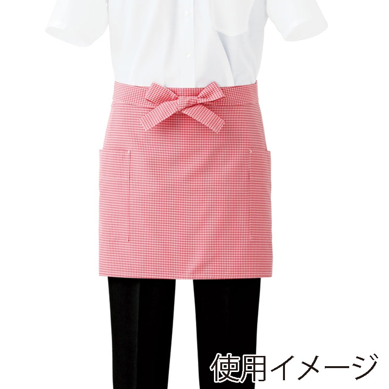 セブンユニフォーム ショートエプロン 男女兼用 フリーサイズ ホワイト×レッド CT2573-2 1枚(ご注文単位1枚)【直送品】