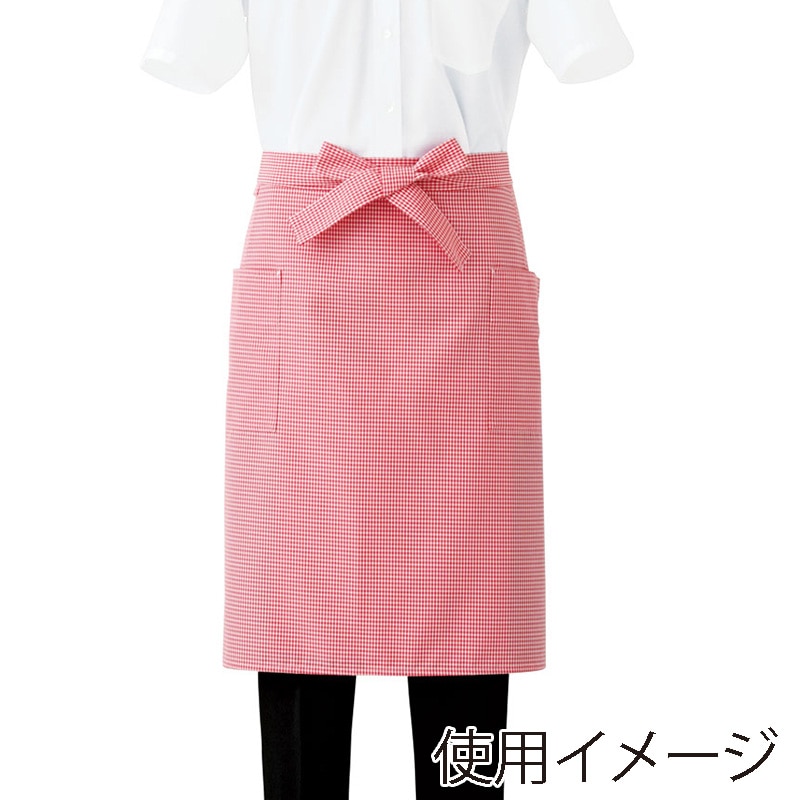 セブンユニフォーム ミドルエプロン 男女兼用 フリーサイズ ホワイト×レッド CT2574-2 1枚(ご注文単位1枚)【直送品】