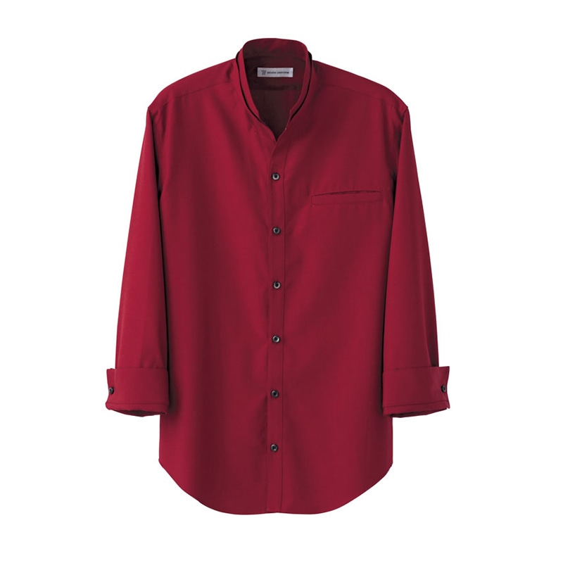 セブンユニフォーム スキッパースタンドカラーシャツ 女性用 7分袖 S エンジ EH3319-2 1枚(ご注文単位1枚)【直送品】