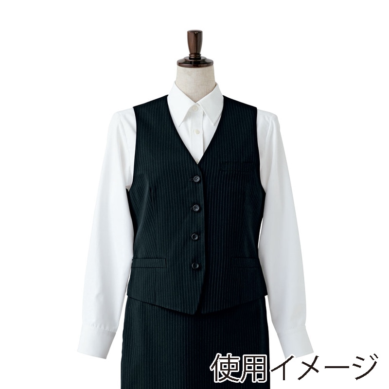 セブンユニフォーム ベスト　女性用 7号　ブラック×ホワイト CJ4318-7　1枚（ご注文単位1枚）【直送品】