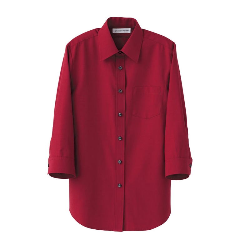 セブンユニフォーム 7分袖シャツ 女性用 11号 エンジ CH4418-2 1枚(ご注文単位1枚)【直送品】