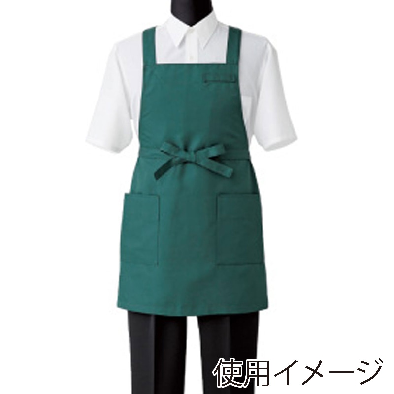 セブンユニフォーム 胸当エプロン 男女兼用 フリーサイズ ダークグリーン CT2398-8 1枚(ご注文単位1枚)【直送品】