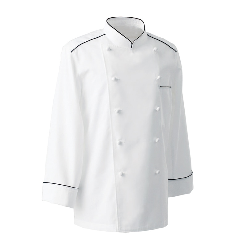 セブンユニフォーム コックコート 男女兼用 長袖 M ブラック BA1081-9 1枚(ご注文単位1枚)【直送品】