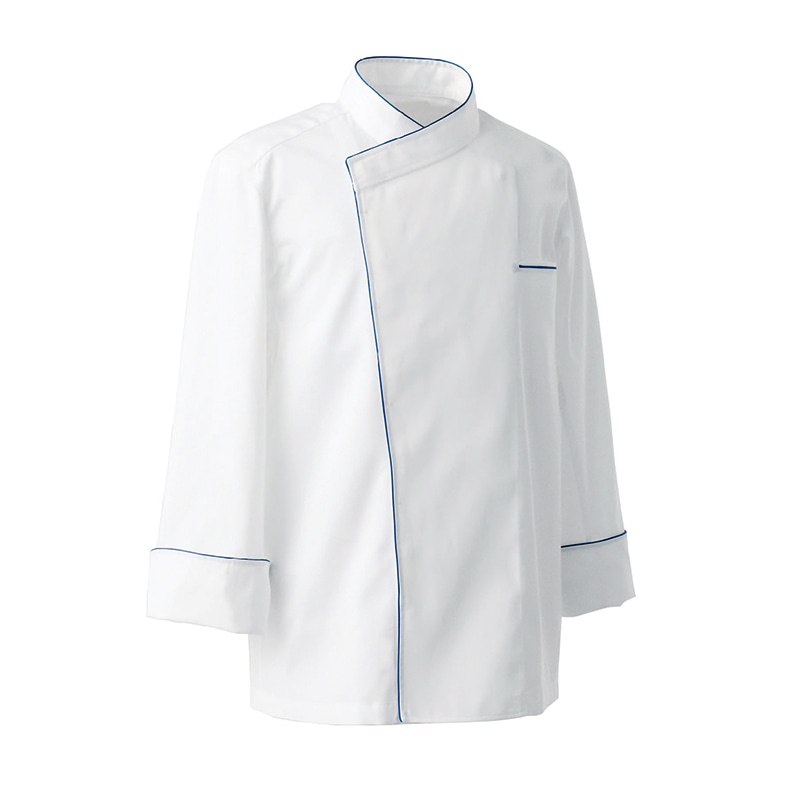 セブンユニフォーム コックコート　男女兼用　長袖 S　ブルー BA1082-1　1枚（ご注文単位1枚）【直送品】