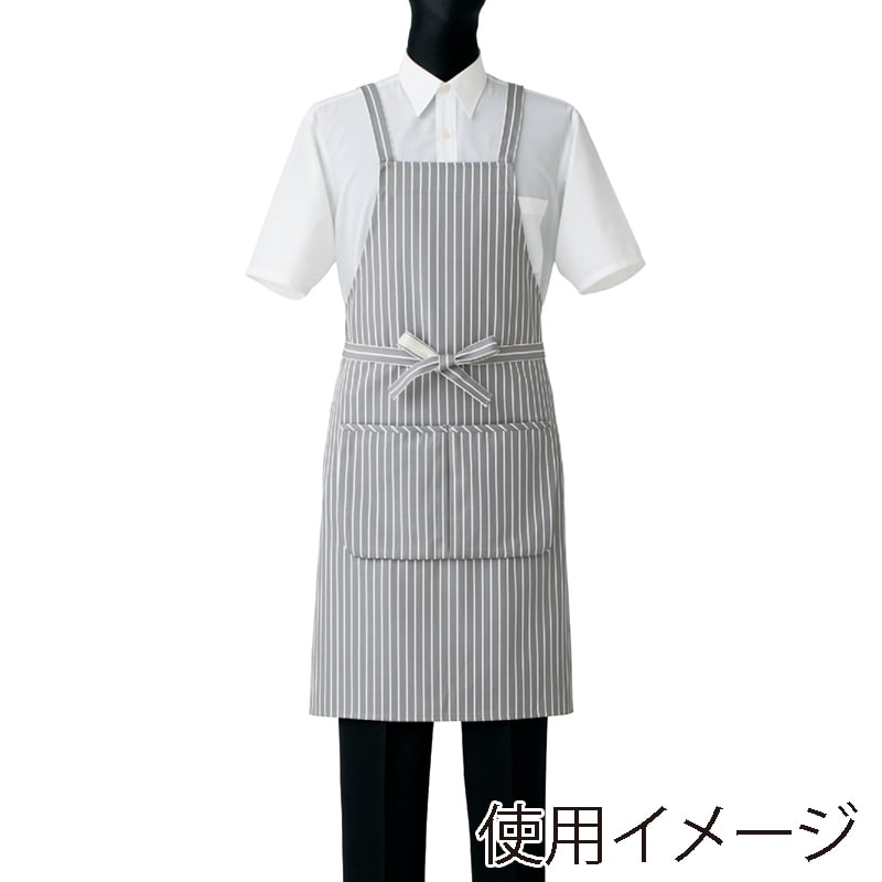 セブンユニフォーム 胸当エプロン　男女兼用 フリーサイズ　ホワイト×グレー CT2371-8　1枚（ご注文単位1枚）【直送品】