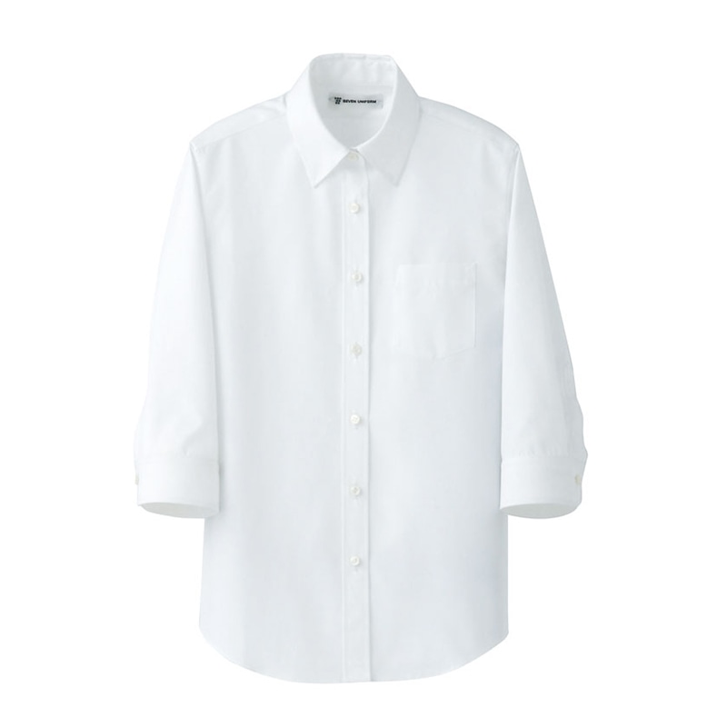 セブンユニフォーム 7分袖シャツ　女性用 5号　ホワイト CH4418-0　1枚（ご注文単位1枚）【直送品】