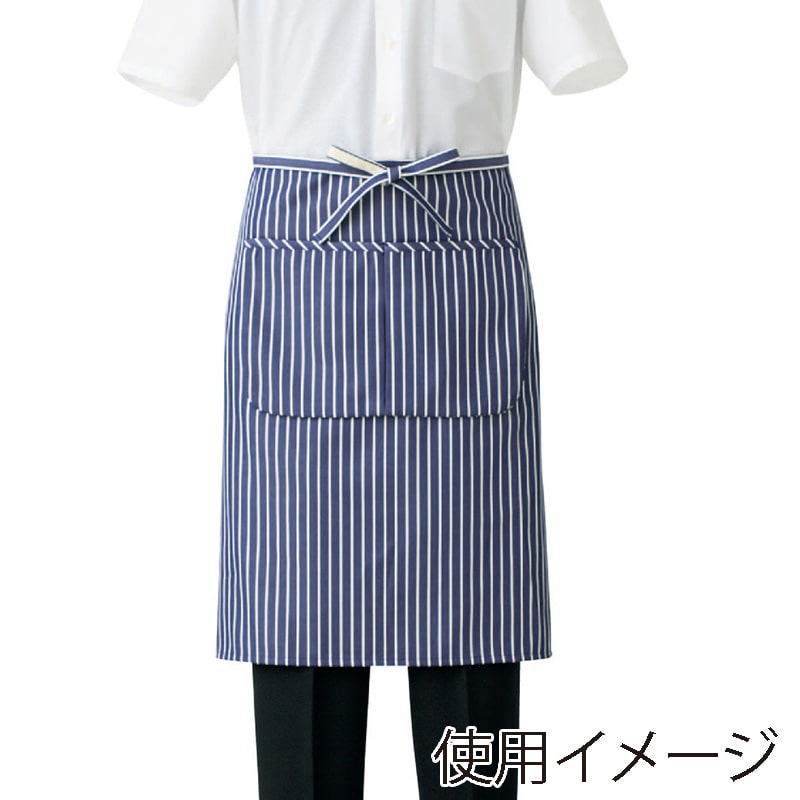 セブンユニフォーム ミドルエプロン　男女兼用 フリーサイズ　ホワイト×ネイビー CT2372-1　1枚（ご注文単位1枚）【直送品】