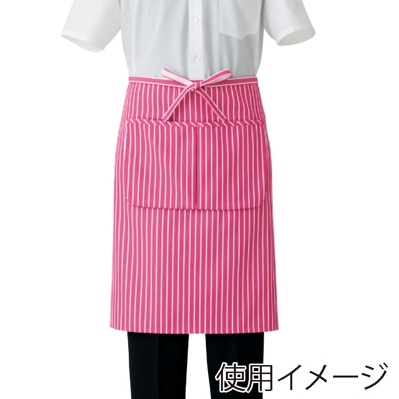 セブンユニフォーム ミドルエプロン　男女兼用 フリーサイズ　ホワイト×ピンク CT2372-2　1枚（ご注文単位1枚）【直送品】