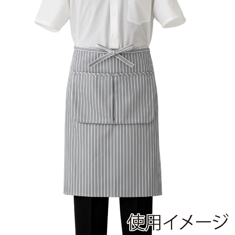 セブンユニフォーム ミドルエプロン　男女兼用 フリーサイズ　ホワイト×グレー CT2372-8　1枚（ご注文単位1枚）【直送品】