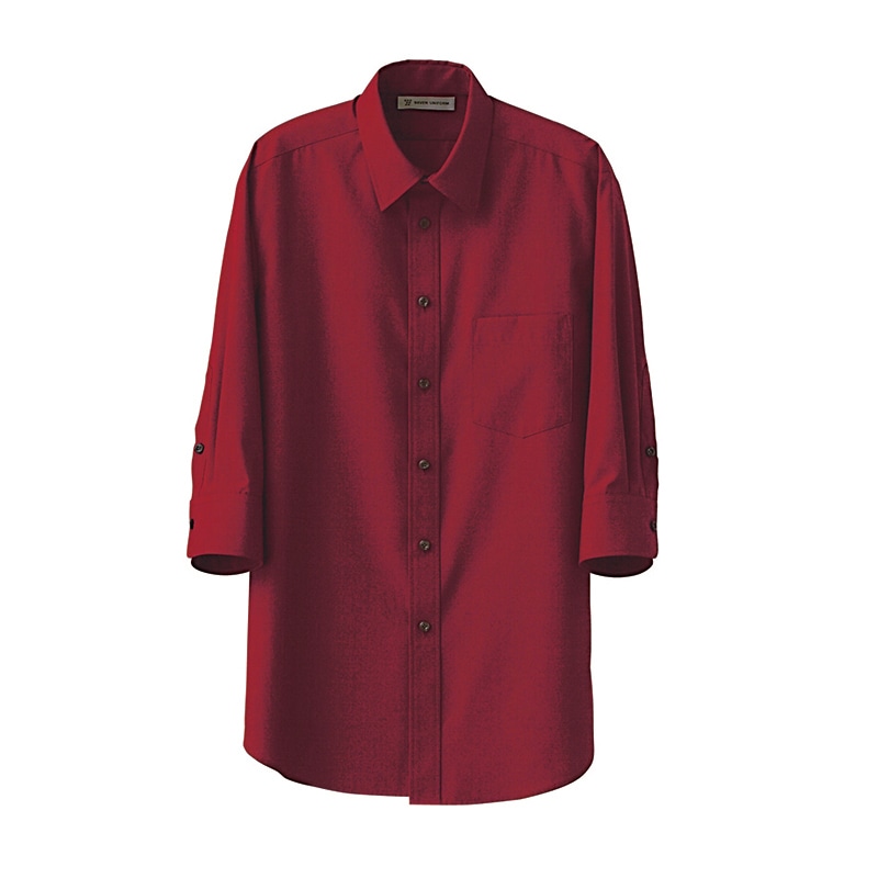 セブンユニフォーム 7分袖シャツ 男性用 LL エンジ CH4436-2 1枚(ご注文単位1枚)【直送品】