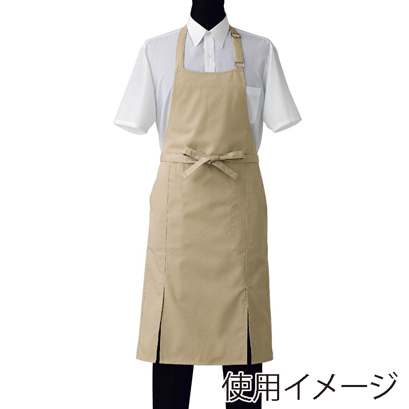 セブンユニフォーム ナノ胸当エプロン　男女兼用 フリーサイズ　ベージュ CT2377-7　1枚（ご注文単位1枚）【直送品】